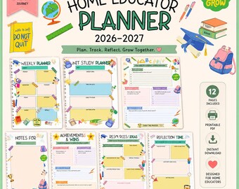 Home Education Planner Printable | Homeschool Planner PDF | Weekly Goals & Progress Tracker | A4 Undated