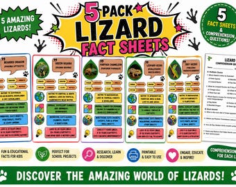 Lizard Fact Files | Reptile Research Pack, Ages 7-11 (Printable PDF)