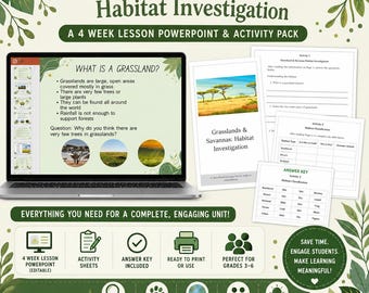 Grasslands & Savannas Activity Pack | Food Chains Adaptations, Conservation Worksheets | Home Education Science | Ages 7-11