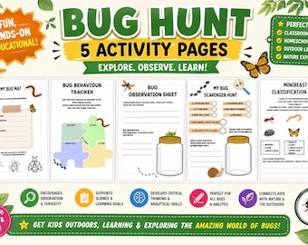 Bug Hunt Activity Pack | Minibeast Science Investigation Worksheets (Ages 5-11)