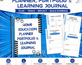 Home Education Planner Portfolio | Homeschool Learning Journal (Digital Download)