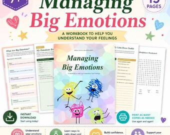 Kids Emotions Workbook | Feelings, Self-Regulation, Coping Skills (Instant Download)