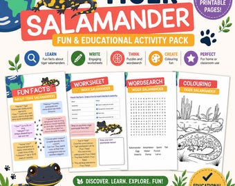 Tiger Salamander Activity Pack | Amphibian Worksheets & Fact File | Home Education Science | Ages 6-11