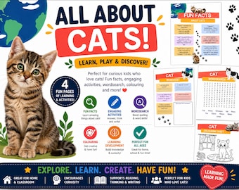 Cat Activity Pack | Animal Science Worksheets, Facts, Wordsearch (Ages 5-10)