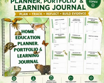 Homeschool Planner, Portfolio, Learning Journal (Printable PDF)