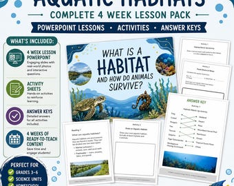 Aquatic Habitats Lesson Pack | Oceans, Rivers, Lakes Science Activities (Digital Download)