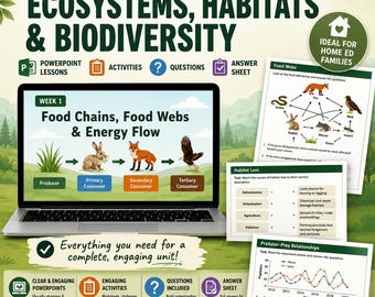 Ecosystems Habitats and Biodiversity Unit | Home Education Science | Food Chains Food Webs Worksheets Activities