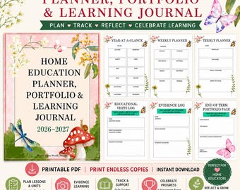 Home Education Planner, Portfolio & Learning Journal (Printable PDF)
