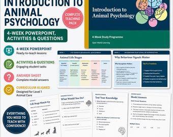 Animal Psychology Unit | Home Education, Life Stages, Fear & Pain (4 Week Lesson Pack)