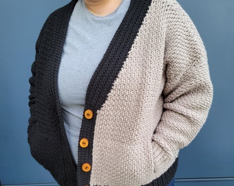 Colorblock crochet cardigan with pockets! | Handmade to order