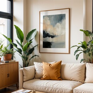 Abstract Cloud Wall Art Print Moody Sky Painting With Brush Texture Stormy Modern Landscape Paper Print For Living Room Or Office Decor  3