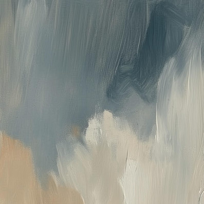 Abstract Cloud Wall Art Print Moody Sky Painting With Brush Texture Stormy Modern Landscape Paper Print For Living Room Or Office Decor 6