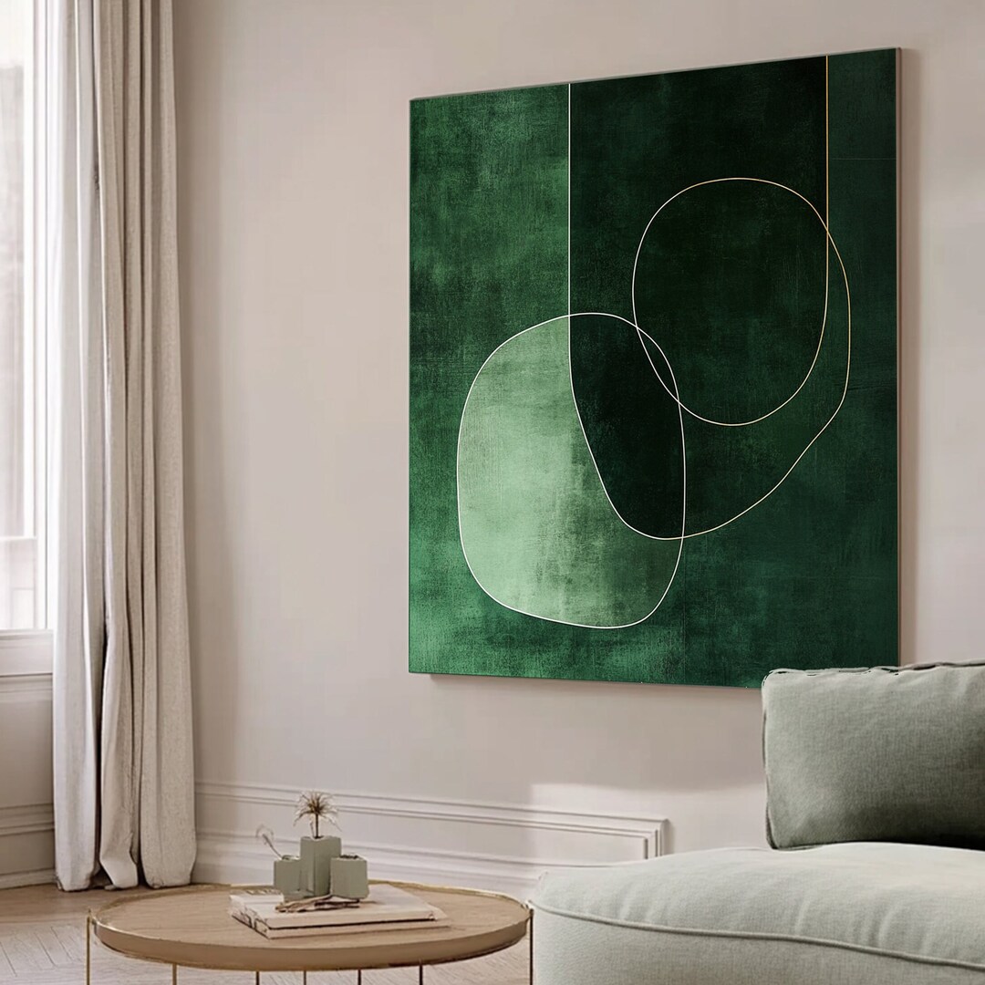 Emerald Green Wall Art · Wabi Sabi Wall Art Round Shapes Abstract