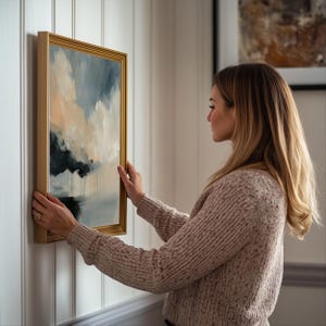 Abstract Cloud Wall Art Print Moody Sky Painting With Brush Texture Stormy Modern Landscape Paper Print For Living Room Or Office Decor  34
