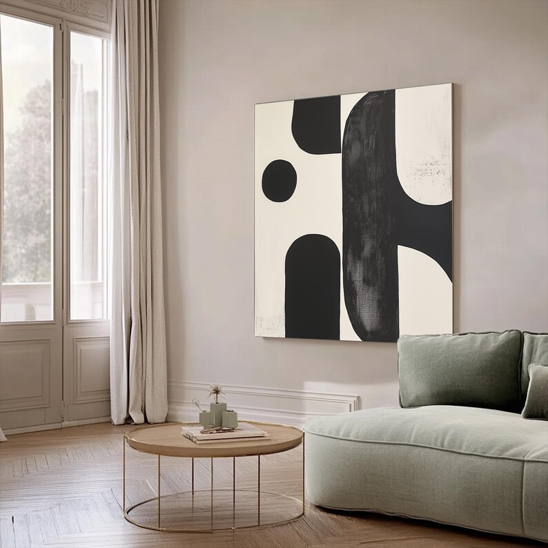 Minimalist Abstract Art Print – Black and White Wall Art Canvas, Modern ...