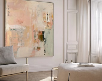 Minimalist Abstract Wall Art - Earth Tones Large Painting - Modern Decor for Contemporary Home