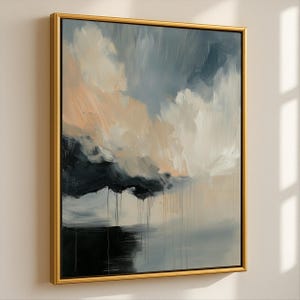 Abstract Cloud Wall Art Print Moody Sky Painting With Brush Texture Stormy Modern Landscape Paper Print For Living Room Or Office Decor