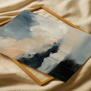 Abstract Cloud Wall Art Print Moody Sky Painting With Brush Texture Stormy Modern Landscape Paper Print For Living Room Or Office Decor  2