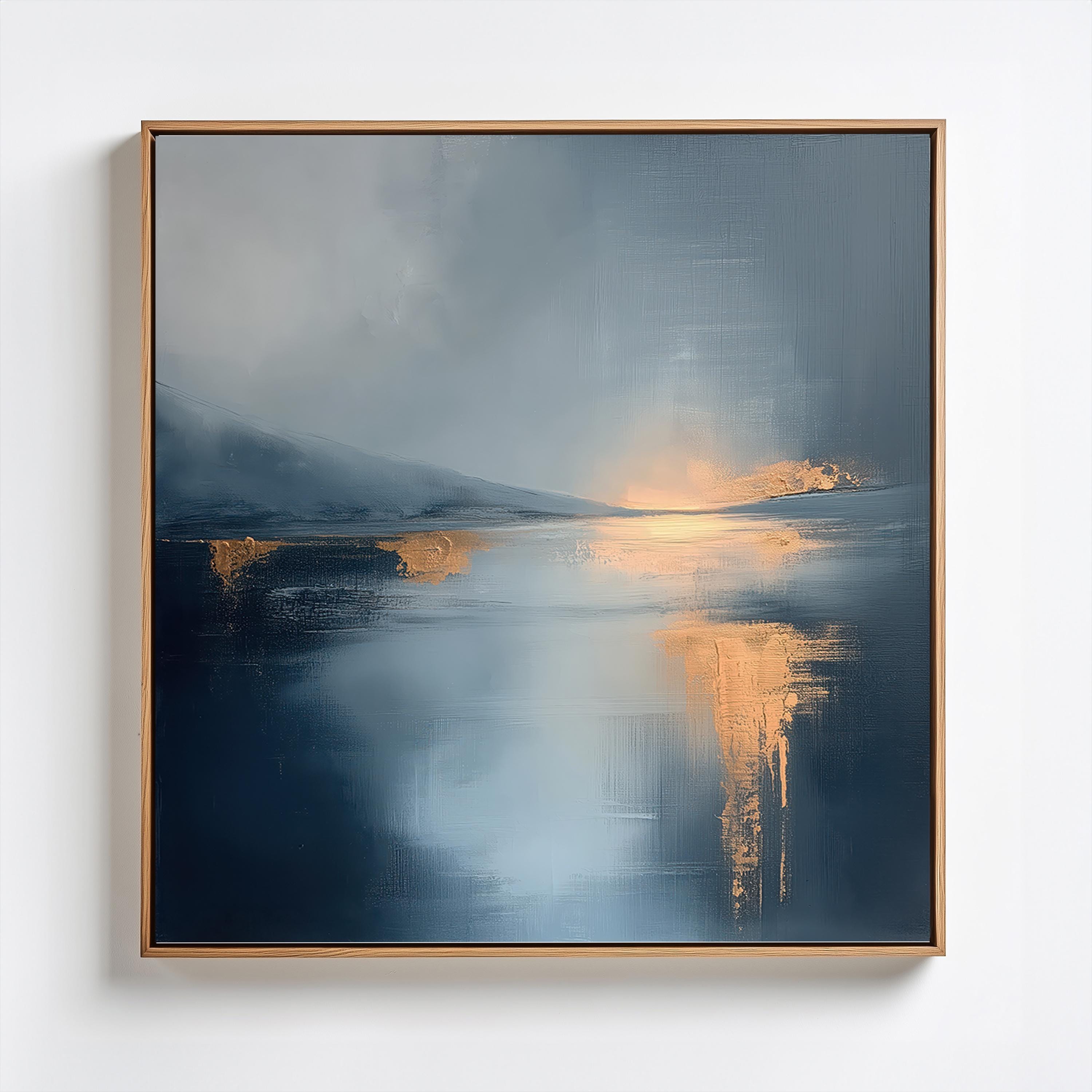 Abstract Blue and Gold Art Print - Modern Landscape Painting - Large ...