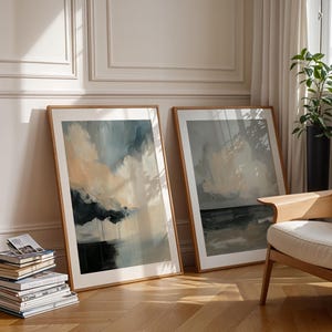 Abstract Cloud Wall Art Print Moody Sky Painting With Brush Texture Stormy Modern Landscape Paper Print For Living Room Or Office Decor 8