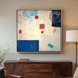Bold colorful abstract painting print, modern wall art for living room or office decor, unique contemporary geometric artwork abstract art