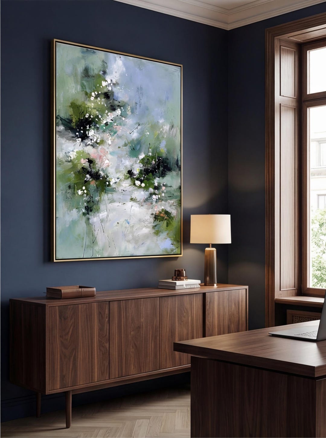 Abstract Floral Canvas Print, Soft Green and Blue Botanical Wall Art - Etsy