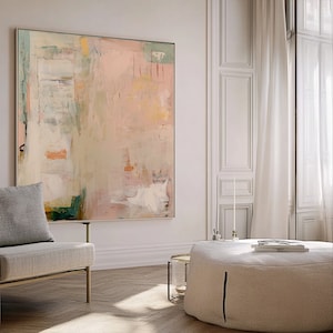 Neutral Abstract Wall Art Decor Large Earth Tones Abstract Art Print on Canvas for Home Design Wabi Sabi Living Room Square Artwork Decor