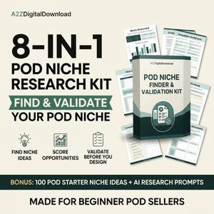 POD Niche Research Kit | Print on Demand Niche Finder & Validation Workbook