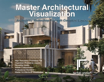 Architectural Visualization: Complete PSD File - Modern House