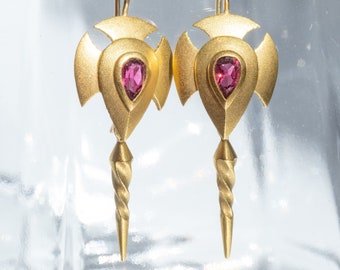 18K Gold Tourmaline Drop Earrings