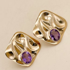Vintage 14K Gold and Amethyst Earrings