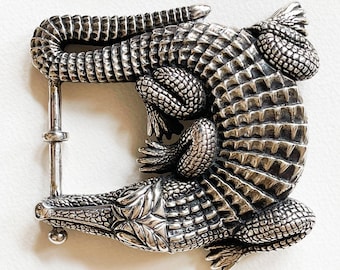 Kieselstein Cord Sterling Silver Grand Alligator Belt Buckle