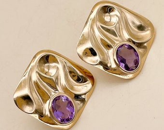 Vintage 14K Gold and Amethyst Earrings