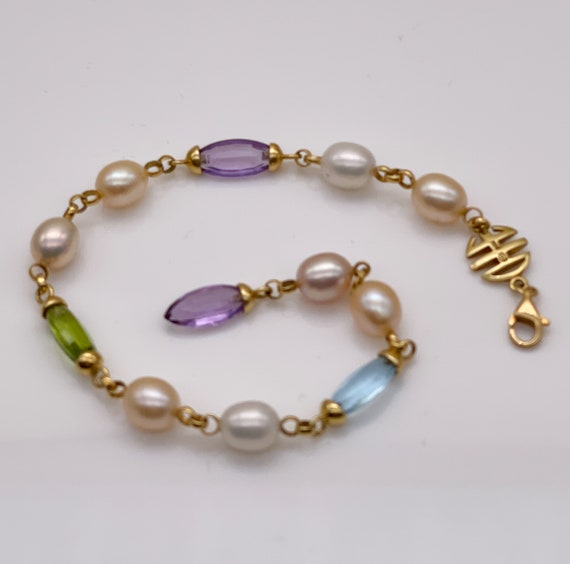 Mimi Milano 18K Pearl. Amethyst, Topaz and Perido… - image 6