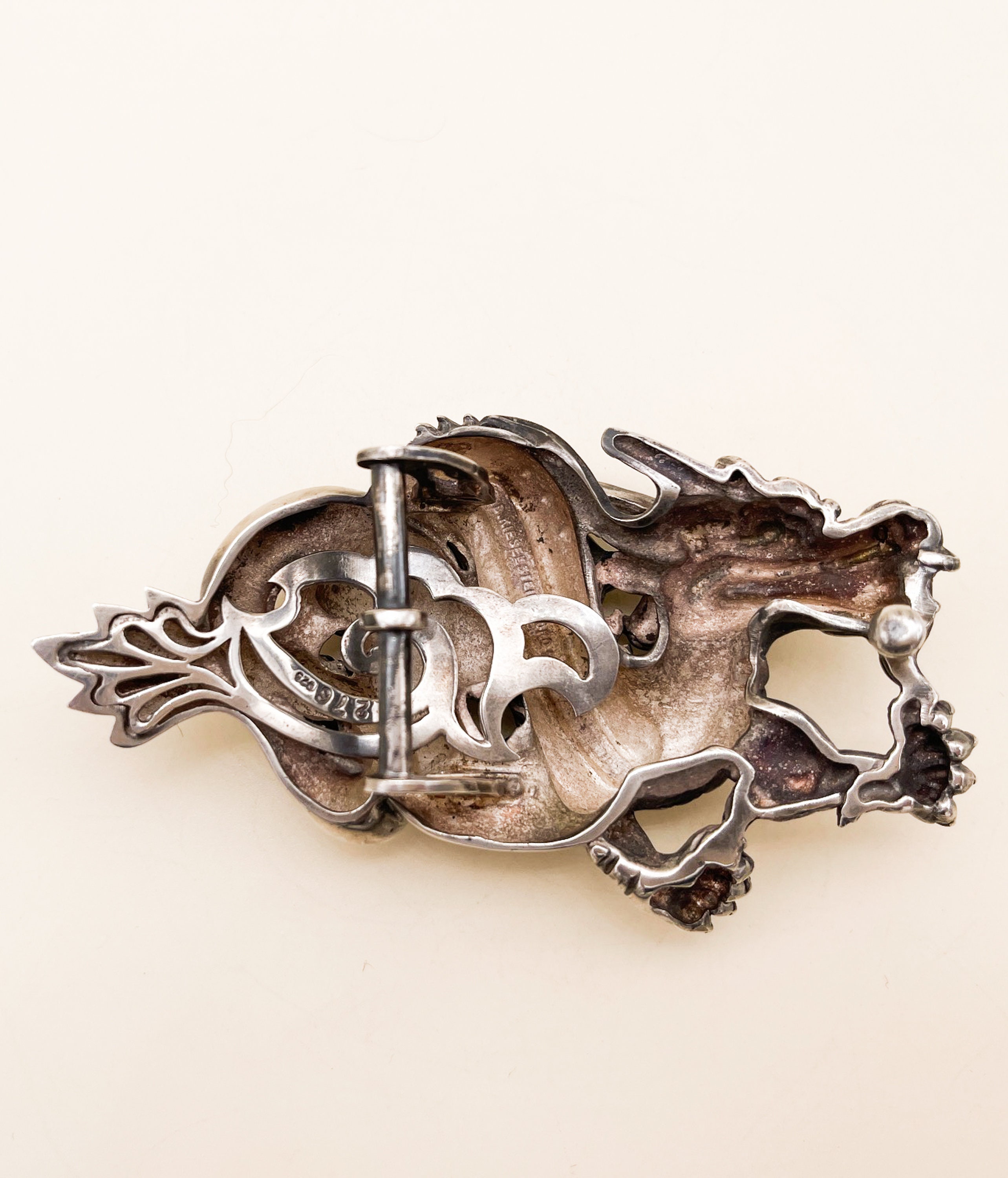 Kieselstein-cord Sterling Dragon Buckle with Lizard Belt RARE!! Kieselstein-Cord Art Bronze Dragon Buckle With Black  main image 2