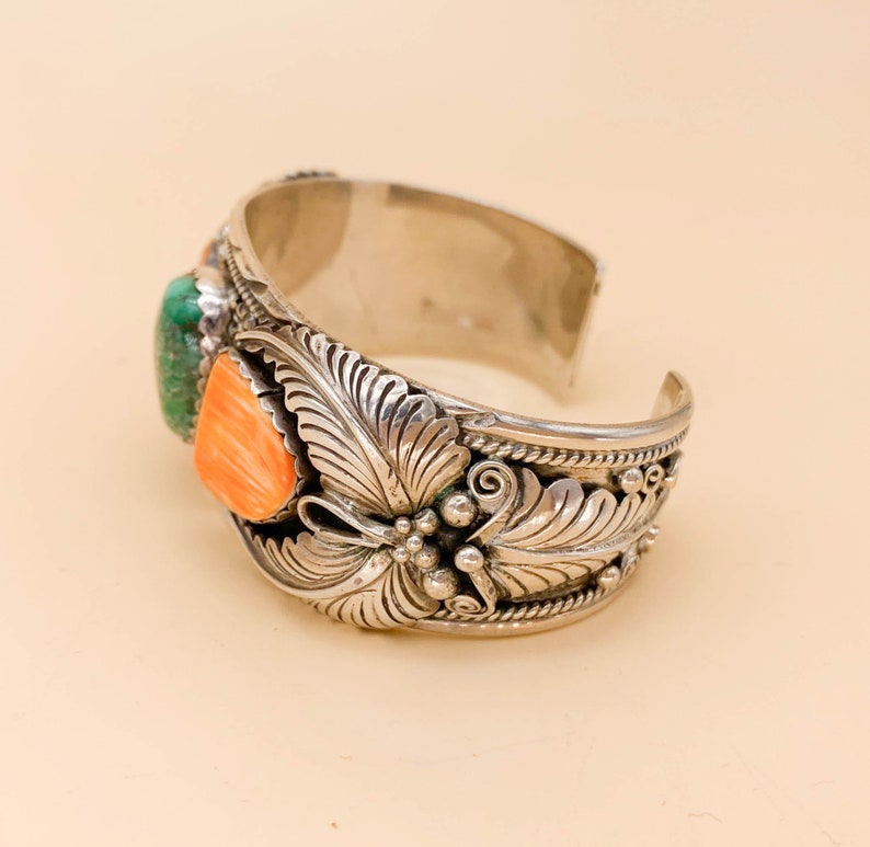 Vnrtage Derrick Gordon Turquoise & Spiney Oyster Sterling Cuff image 3