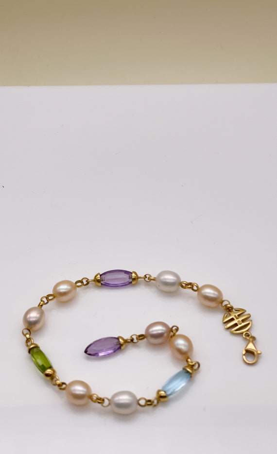 Mimi Milano 18K Pearl. Amethyst, Topaz and Perido… - image 2