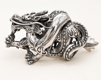 Kieselstein Cord Sterling Silver Dragon Belt Buckle