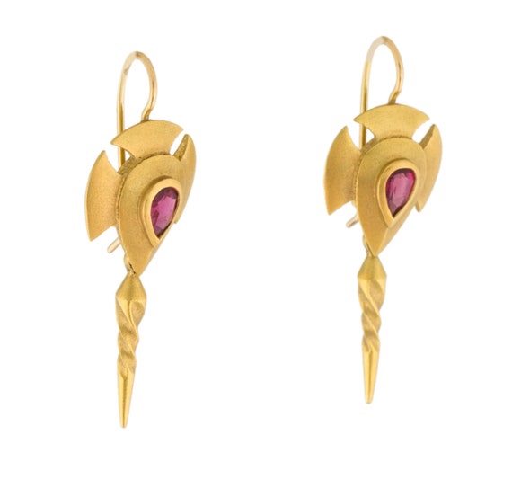 18K Gold Tourmaline Drop Earrings - image 4