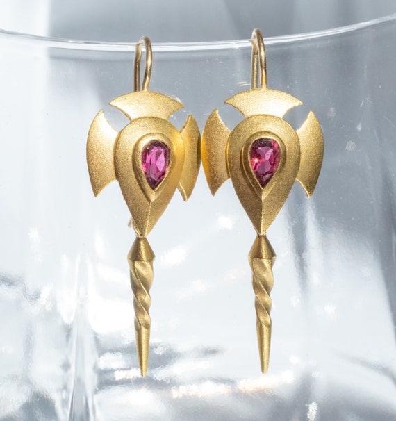 18K Gold Tourmaline Drop Earrings - image 1