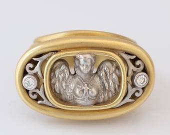 Kieselstein Cord 18K Angel Vintage Statement Ring with Diamonds