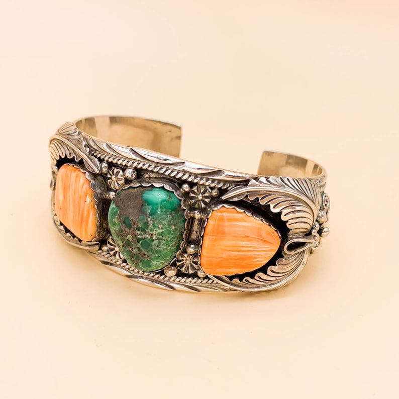 Vnrtage Derrick Gordon Turquoise & Spiney Oyster Sterling Cuff image 10