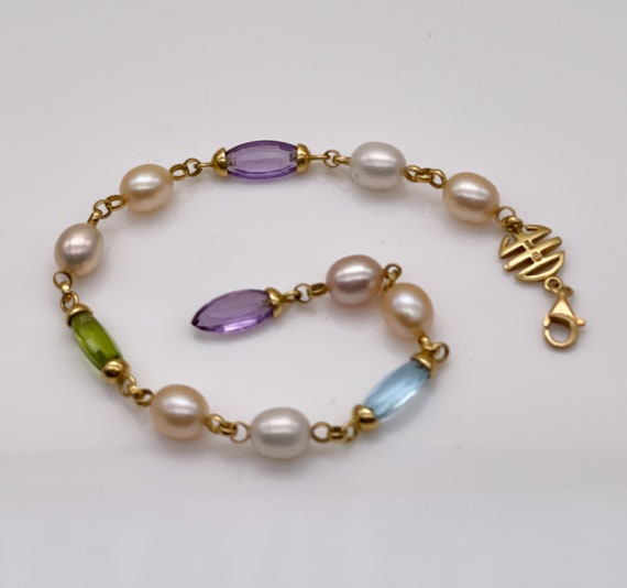 Mimi Milano 18K Pearl. Amethyst, Topaz and Perido… - image 1