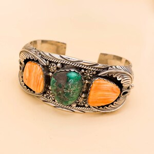 Vnrtage Derrick Gordon Turquoise & Spiney Oyster Sterling Cuff image 9