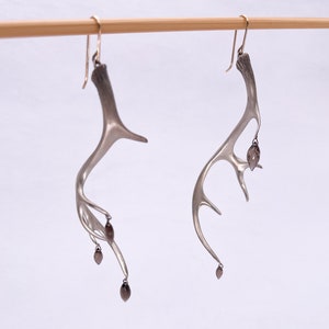 Gabriella Kiss Sterling Antler Earrings with Smokey Topaz image 4