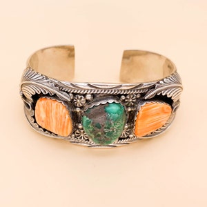 Vnrtage Derrick Gordon Turquoise & Spiney Oyster Sterling Cuff image 7