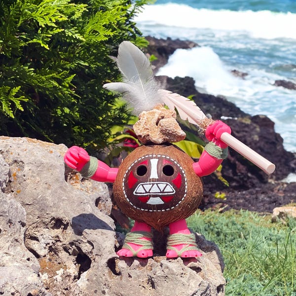 ¡¡¡Kit de artesanía de guerrero de coco rosa!!! Menehune, Hawaii, Pacífico Sur, Mana, Tapu, Tiki