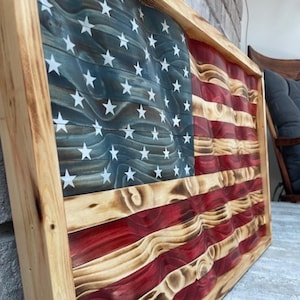 Handmade Wooden American Flag Wall Art | Rustic Patriotic Decor | Custom Sizes Available | Veteran Gift | Made in USA