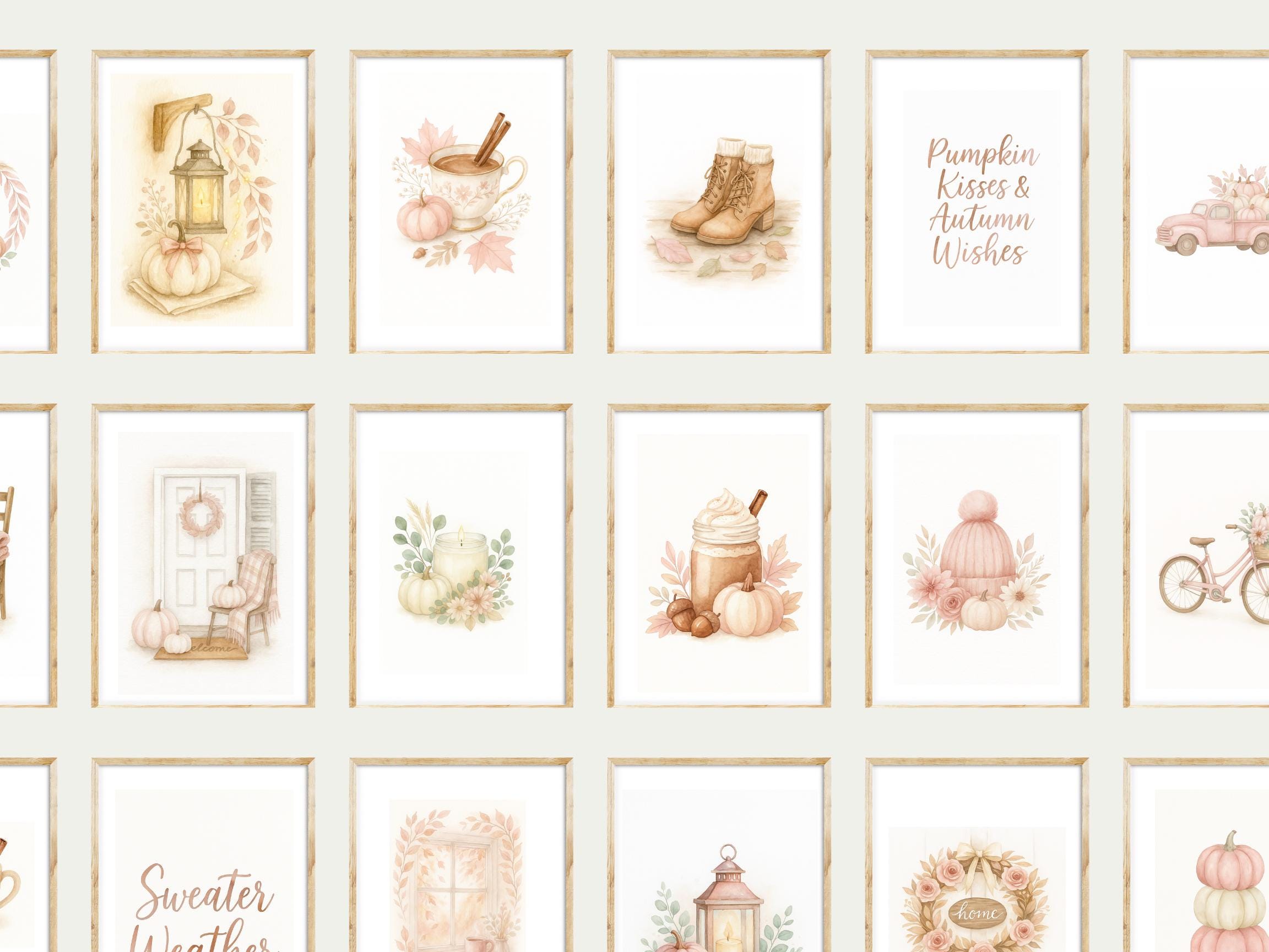 Fall in Pink – Blush Autumn Printable Wall Art Collection (set of 20 ...