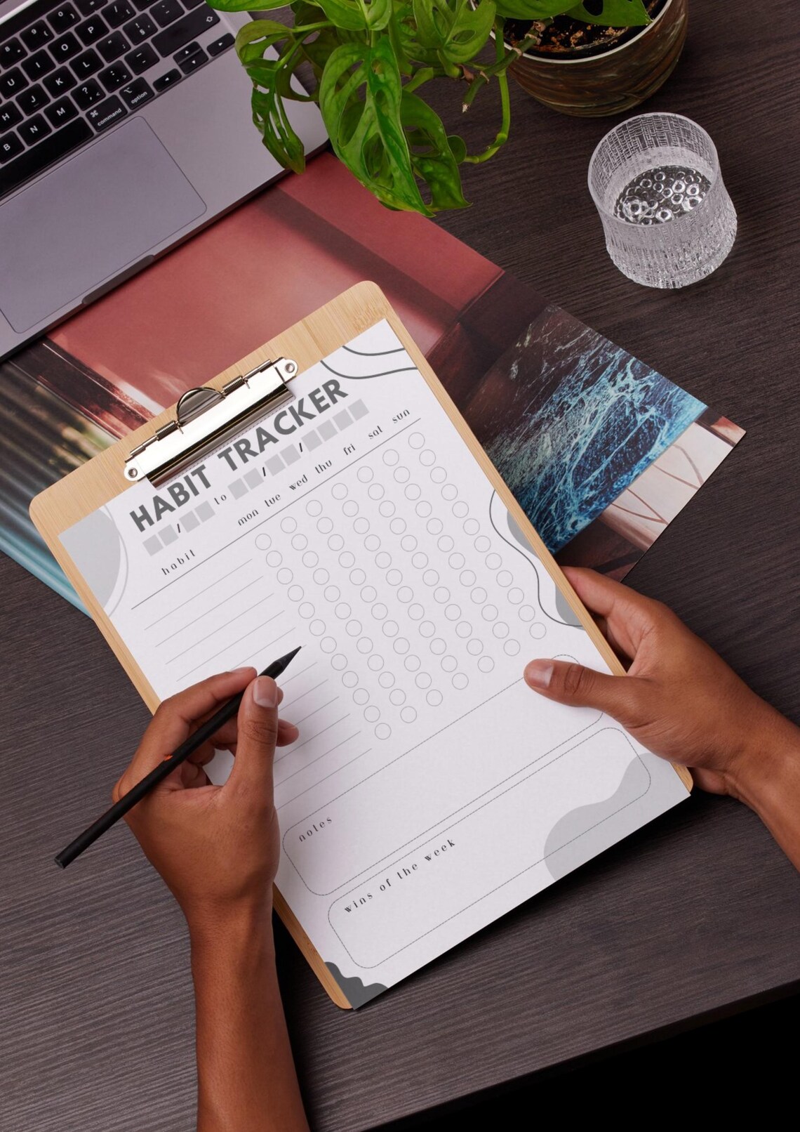 2024 Black and White Habit Tracker - Minimalist Printable Daily Habit